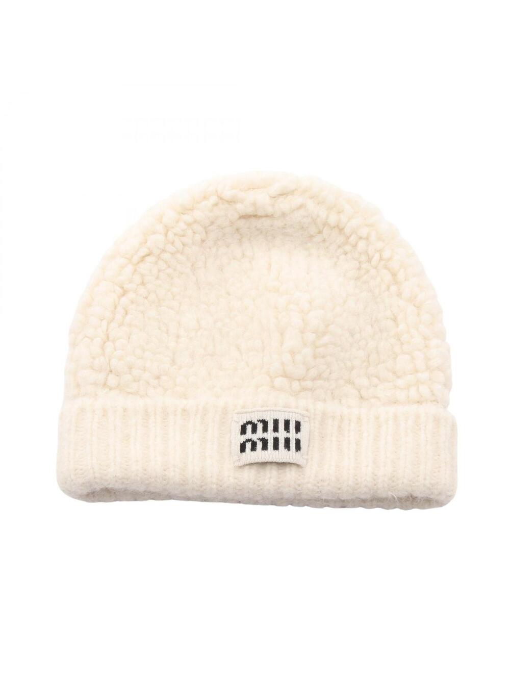 Miu Logo Knit Hat Cap Wool #348930M57B